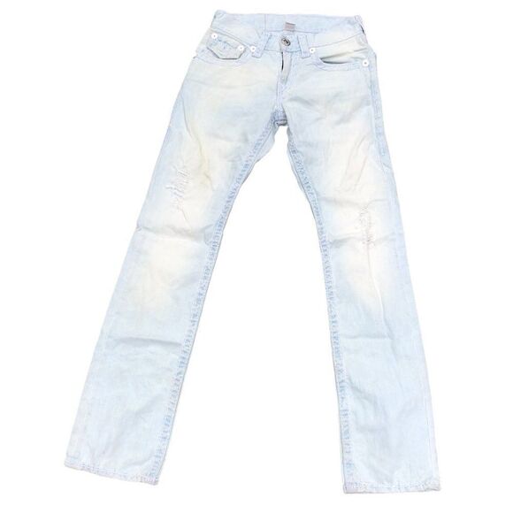 TRUE Religion Jeans Size 28 STRAIGHT SUPER T Blue/White - Picture 3 of 9